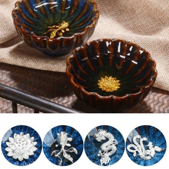 Golden Peacock Glazed Gradient Tea Cup - Picture 9 of 10